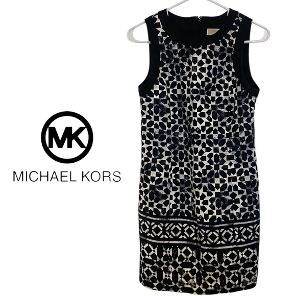 Micheal Kors Black&White Bodycon Dress Size 4 - Picture 1 of 8